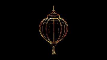 Neon frame effect, Lantern Used in festivals like Diwali for illumination on black background video