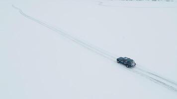 Slow motion of racing cars sliding on an ice track. Clip. Concept of winter drift and extreme sport. video