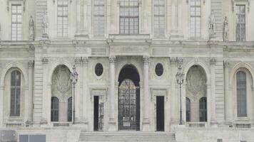 The facade of the cathedral. Action. City square with an architectural building. video