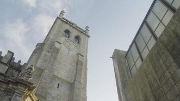 Low angle view of the cathedral walls. Action. Concept of ancient architecture and history. video