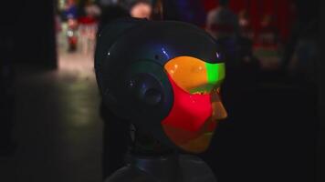 Tokyo- Japan, 01.03.2023. HDR. New robot models presented at a special festival that move their heads and blink. Use only for editorial. video