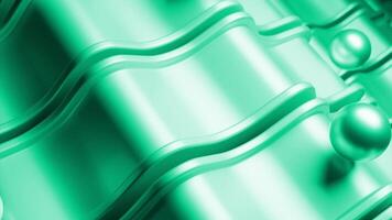 Abstract waving plastic green paths with jumping moving spheres. Design. Surreal background with rolling balls. video