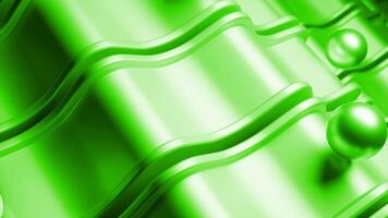 Abstract waving plastic green paths with jumping moving spheres. Design. Surreal background with rolling balls. video