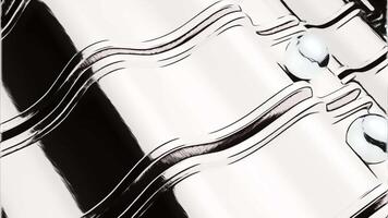 Abstract cartoon style animation with bending lines and running metal balls. Design. Concept of bowling game. video