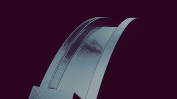 Abstract geometric pattern with metal arc and rolling 3D cube on a black background. Design. Surreal spinning pattern. video