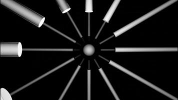 Abstract hypnotic background with lines around the sphere. Design. Spinning surreal pattern on a black background. video