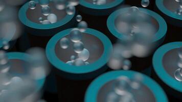3D pipes with bubbles. Design. Field with pipes and rising bubbles. Pipes releasing streams of bubbles video