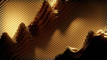 3D wave vibrations on square field. Design. Rising waves of vibrations on square 3d field. Wave oscillations with squares on surface video