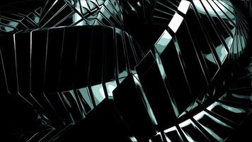 Yellow and gray stripes. Design. Black background with stripes made in 3d abstraction that rotate. video