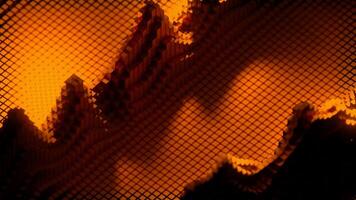 3D wave vibrations on square field. Design. Rising waves of vibrations on square 3d field. Wave oscillations with squares on surface video