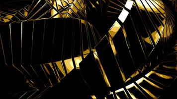 Yellow and gray stripes. Design. Black background with stripes made in 3d abstraction that rotate. video