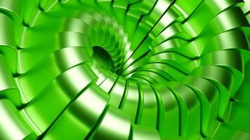 Green and yellow twisted tunnel. Design. A moving twisted pigtail made in 3d format that moves inwards. video
