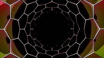 A black moving corridor. Design. Dark background with backlight on the sides made in computer graphics that slowly move inwards. video