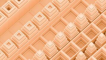 White and orange squares. Design. Small geometric shapes made in computer graphics that grow and then fall. video