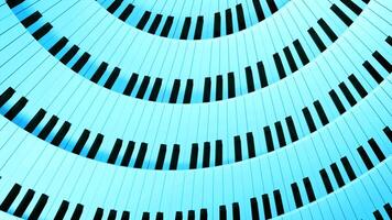 Blue and red rotating stripes. Design. A bright piano made in computer graphics with keys that rotate around. video