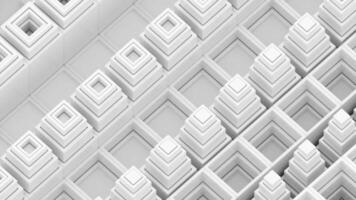 White and orange squares. Design. Small geometric shapes made in computer graphics that grow and then fall. video