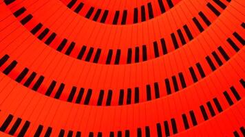Blue and red rotating stripes. Design. A bright piano made in computer graphics with keys that rotate around. video