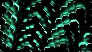 White and green light from dark parts. Design. Dark background with bright light that move in different directions in abstraction. video
