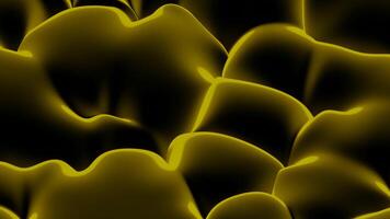 Black background with white and yellow lines. Design. Huge iridescent bubbles of large sizes that are smeared in different directions in the animation. video
