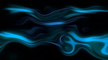 Luminous pattern with wavy lines and shimmer. Motion. Stylish pattern with neon flames on black background. Swirling neon pattern with flickering video