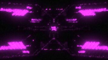 Blurred electronic pattern with moving lines. Motion. Cyber pattern of computer style on black background. Neon flashing pattern with geometric computer lines video