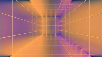 Colorful virtual cyber tunnel with grid. Design. Cyber grid with colorful 3d tunnel. Square colorful tunnel with virtual grid video