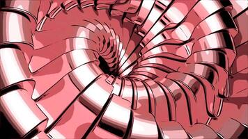 Abstract art with surreal 3d machinery industrial turAbstract art with surreal 3d machinery industrial background. Design. Metal spherical spiral twisted shape with smooth fractal blades.bine jet video