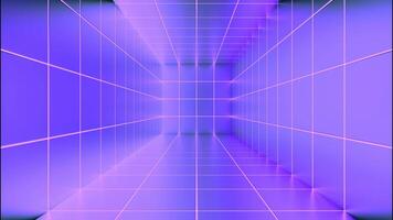 Purple light background with white grid. Design. A moving corridor made in animation with a grid in a circle. video