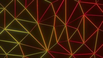 Yellow background with neon illumination. Design. Red and yellow neon lines that sparkle in animation. video
