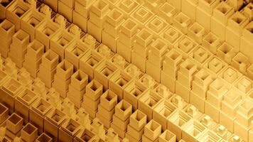 Square 3d columns move in waves. Design. Square pillars with inner rods move in waves. Mechanical columns move in waves in geometric flow video
