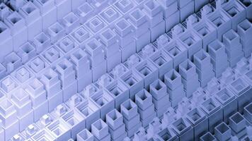 Square 3d columns move in waves. Design. Square pillars with inner rods move in waves. Mechanical columns move in waves in geometric flow video