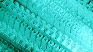 Square 3d columns move in waves. Design. Square pillars with inner rods move in waves. Mechanical columns move in waves in geometric flow video