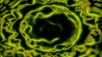 Virtual liquid ripples of 3d plasma. Design. Bright neon plasma moves in ripples on black background. Beautiful 3D liquid in style of new plasma video