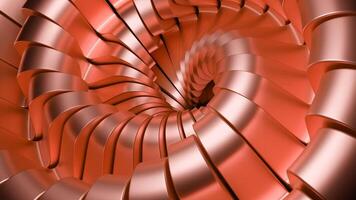 Rotating 3d spiral with metal bends. Design. Metal spiral moves and rotates in space. 3D spiral moves with hypnotic effect video