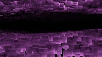 Black background with green and purple walls. Design. A moving tunnel inwards made in abstraction. video