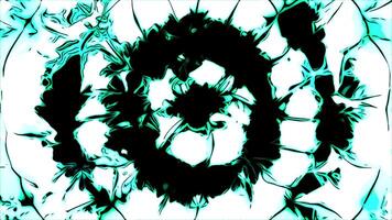 Liquid flow with circles and pulsations. Design. Bright flashing pulses in liquid flow of circles. Circular lines move in liquid flow with electrical impulses video