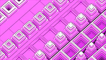 Diagonal rows of up and down moving shapes. Design. Colorful 3D rhombuses. video