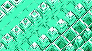 Diagonal rows of up and down moving shapes. Design. Colorful 3D rhombuses. video
