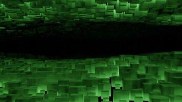 Black background with green and purple walls. Design. A moving tunnel inwards made in abstraction. video