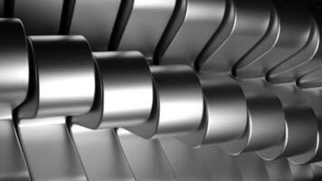 Rotating metal corners in spiral. Design. Bends of metal spiral moving in space. 3D structure with metal bends and protrusions video