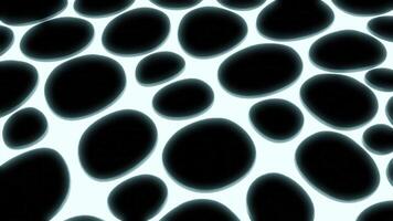 Holes on neon surface on black background. Design. Beautiful bright background with black holes on surface. Abstract neon grid with round holes video