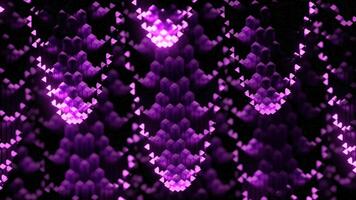 Abstract background of moving streams with twisting. Design. 3D drop ceilings with swirling particles on black background. Colored particles move in abstract flow with swirling reverse video
