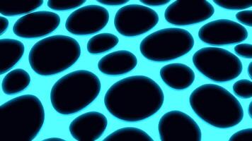 Holes on neon surface on black background. Design. Beautiful bright background with black holes on surface. Abstract neon grid with round holes video