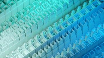Colored square tubes go up and down. Design. Colorful gradient motion of rows of squared bars. video