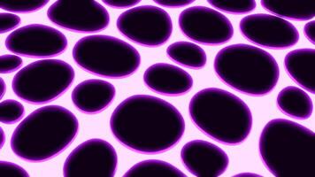 Neon surface with black circles. Design. Bright neon surface with black holes. Black holes on neon surface in abstract background video