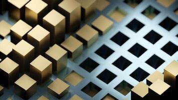 Yellow and blue squares. Design. Light animation with small geometric figures rising alternately in abstraction. video