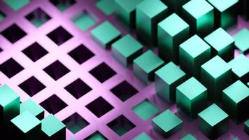 Yellow and blue squares. Design. Light animation with small geometric figures rising alternately in abstraction. video