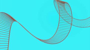 Rotating 3d spiral with stripes. Design. Ribbon 3d spiral with stripes on colored background. Ribbon spiral with lines moves in space video