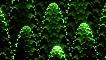 Black background with green and yellow sequins. Design. Moving bright sequins made in cartoon animation. video