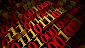 Background of moving 3D digits of matrix code. Design. Extendable 3d numbers on black background. 3D matrix code numbers move in waves in space video